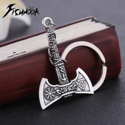 Fishhook Viking brelok Punk Gothic Axe Vicca talizman słowiański irlandzki węzeł Pagan wisiorek Amulet breloczek dla mężczyzna prezent biżuteria