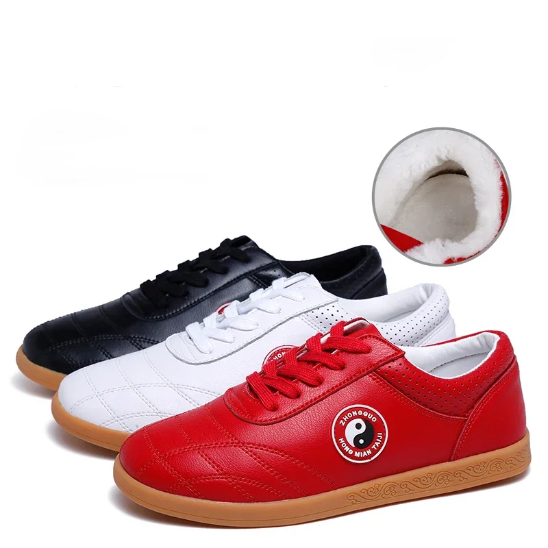 Genuine Leather Kung fu Tai Chi Shoes Martial Art Shoes sport Sneakers Cowhide Leather Unisex Free Flexible Men Women 2022