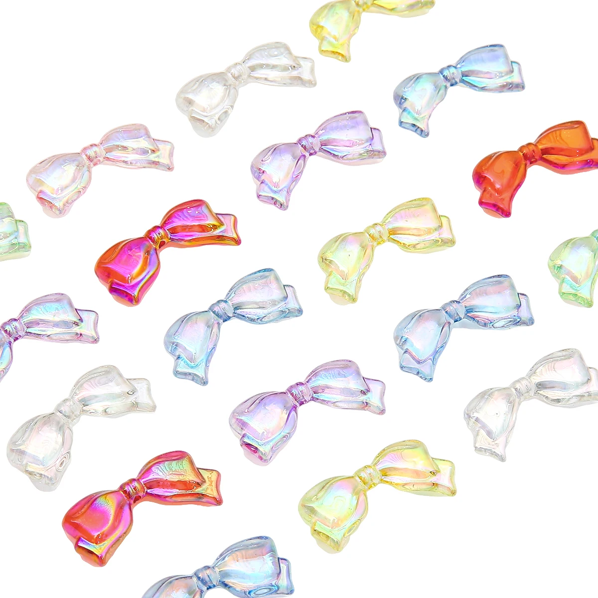 About4-10Pcs acrylic transparent colorful through-hole bow accessories handmade DIY couple bracelet necklace earrings