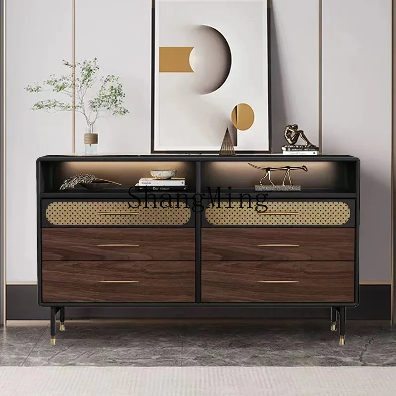 

FG light luxury six-chest cabinet living room medieval TV cabinet simple bedroom solid wood drawer storage cabinet