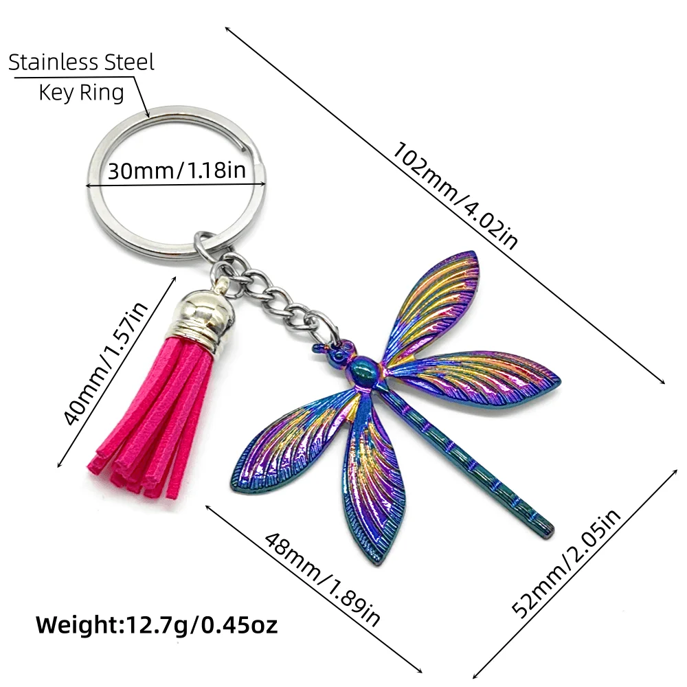 1pc Cute Dragonfly Keychain for Women Teachers Nanny Key chain Keyring Party Birthday Gift for Mom Sisters Daughter Girls Bestie