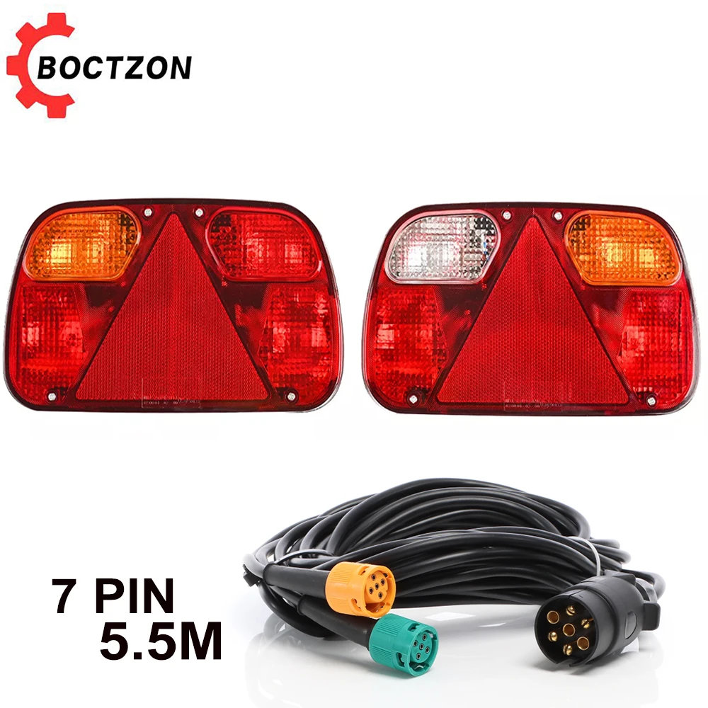 

1 Set 12V Truck Tail Light Rear Stop Brake Fog Light Signal Lamp Wiring Harness 5.5m Cable 7 Pin Trailer Caravan Lorry E-Marked