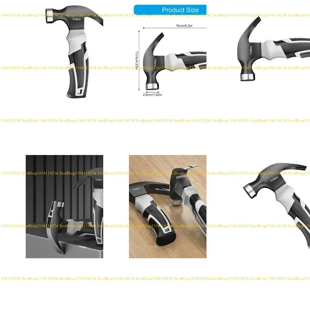 

P9FB Portable Nonslip Handle Steel Hammer Household Multifunctional Construction Tool Woodworking Hammer Claw Hammer