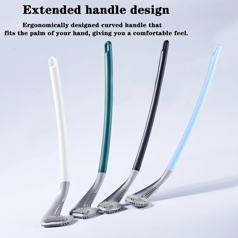 Wall Mounted No Drill Golf Style Toilet Brush Soft Rubber Long Handle Bathroom Cleaning Brush