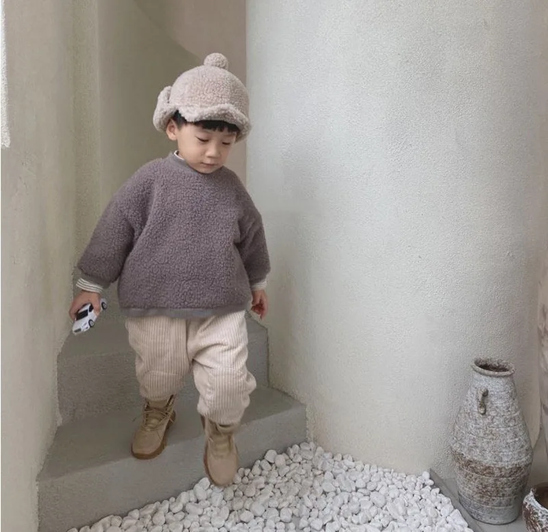 Spodnie niemowlęce na wiosnę 2026, luźne spodnie typu harem dla dziewczynek, grube spodnie sztruksowe dla chłopców, ubrania dla dzieci.