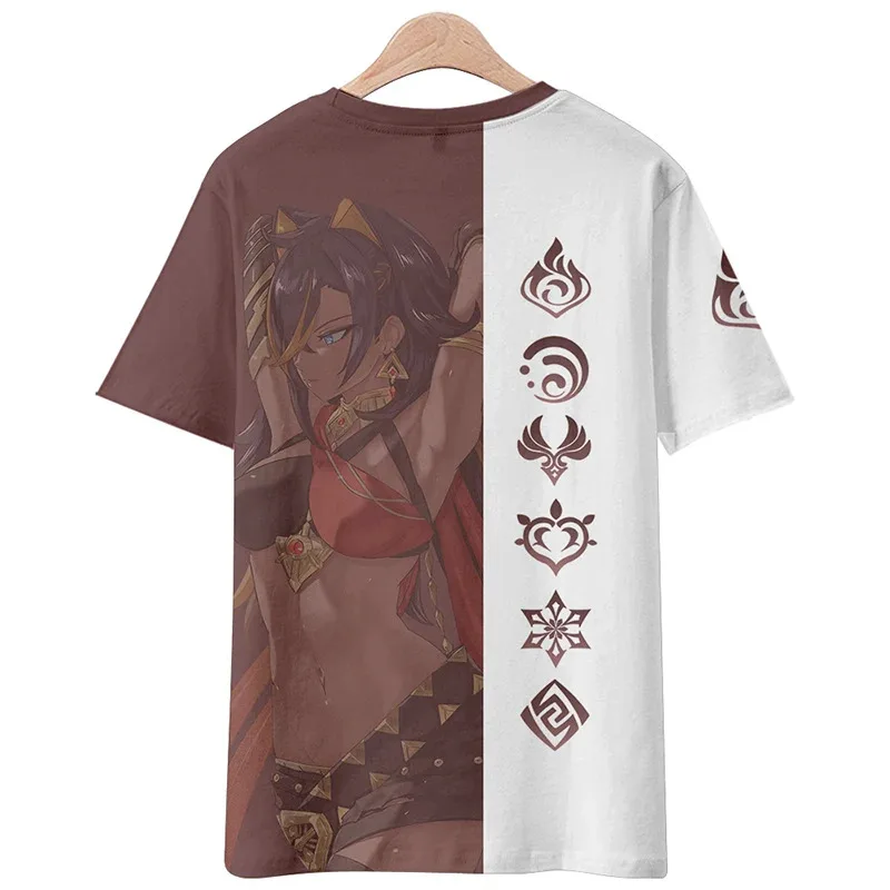 تي شيرت Genshin Impact Dehya التأثيري Dehya للجنسين ثلاثي الأبعاد مطبوع من البوليستر بأكمام قصيرة تي شيرت أنيق