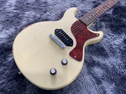 Chinese Electric Guitar Junior Milk White Color 1 P90 Pickup Handmade heavry Relic Mahogany Body And Neck