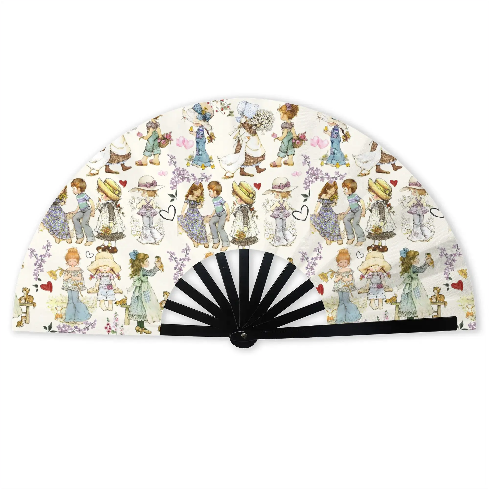S-Sarah Manga Kay   Portable Pocket Fan Camping Children's Painter Polyester Folding Fan Chinese Dance Handheld Cooling Fans
