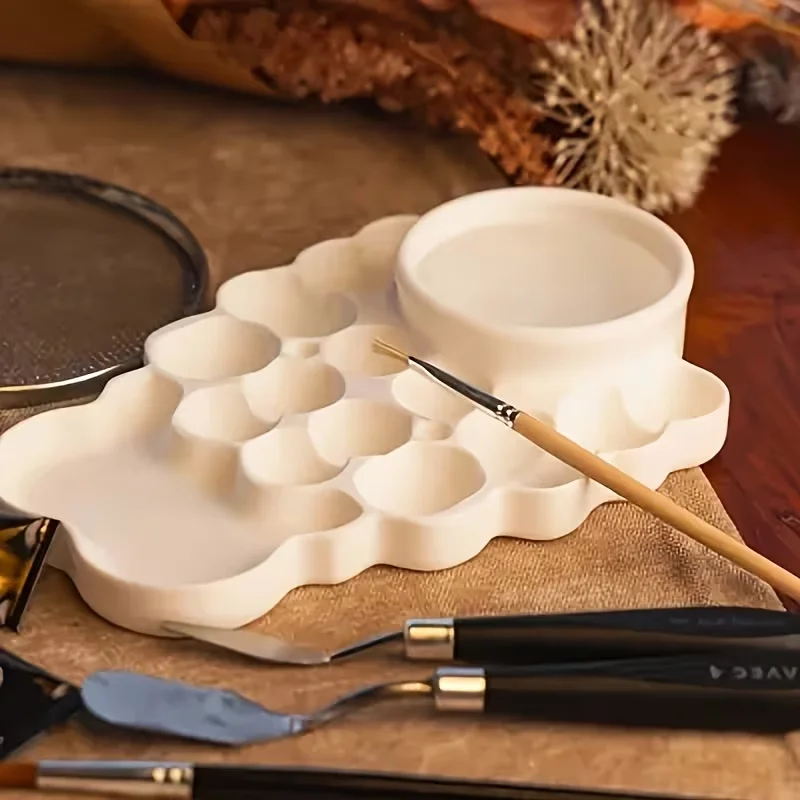 Large Bubble Painting Palette Glossy Textured Handmade Plastic White Porous Artist Palette for Art Supplies