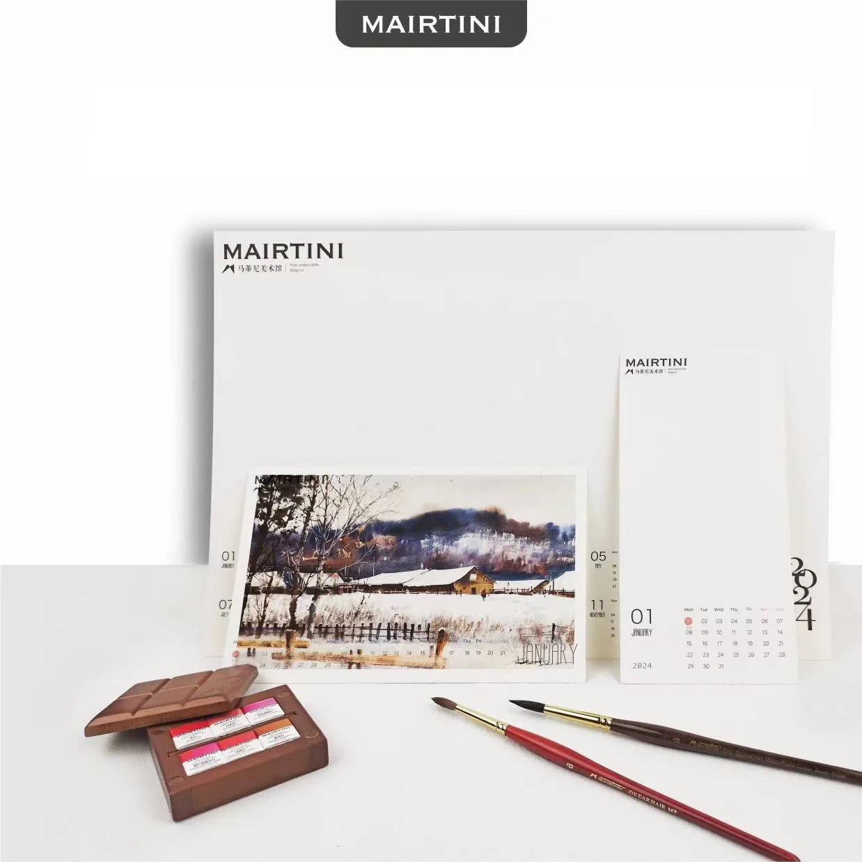 

MAIRTINI 2025 desk Calendar margin WaterColor Paper Medium 100% Lunar Calendar DIY Drawing Paper for Acuarela Graffiti Sketching