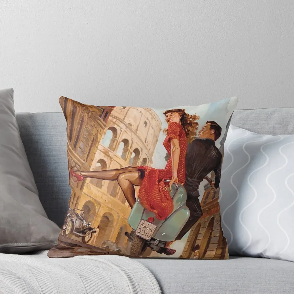 

Vintage travel poster. Rome. Throw Pillow Decorative pillow case pillow pillowcase Elastic Cover For Sofa