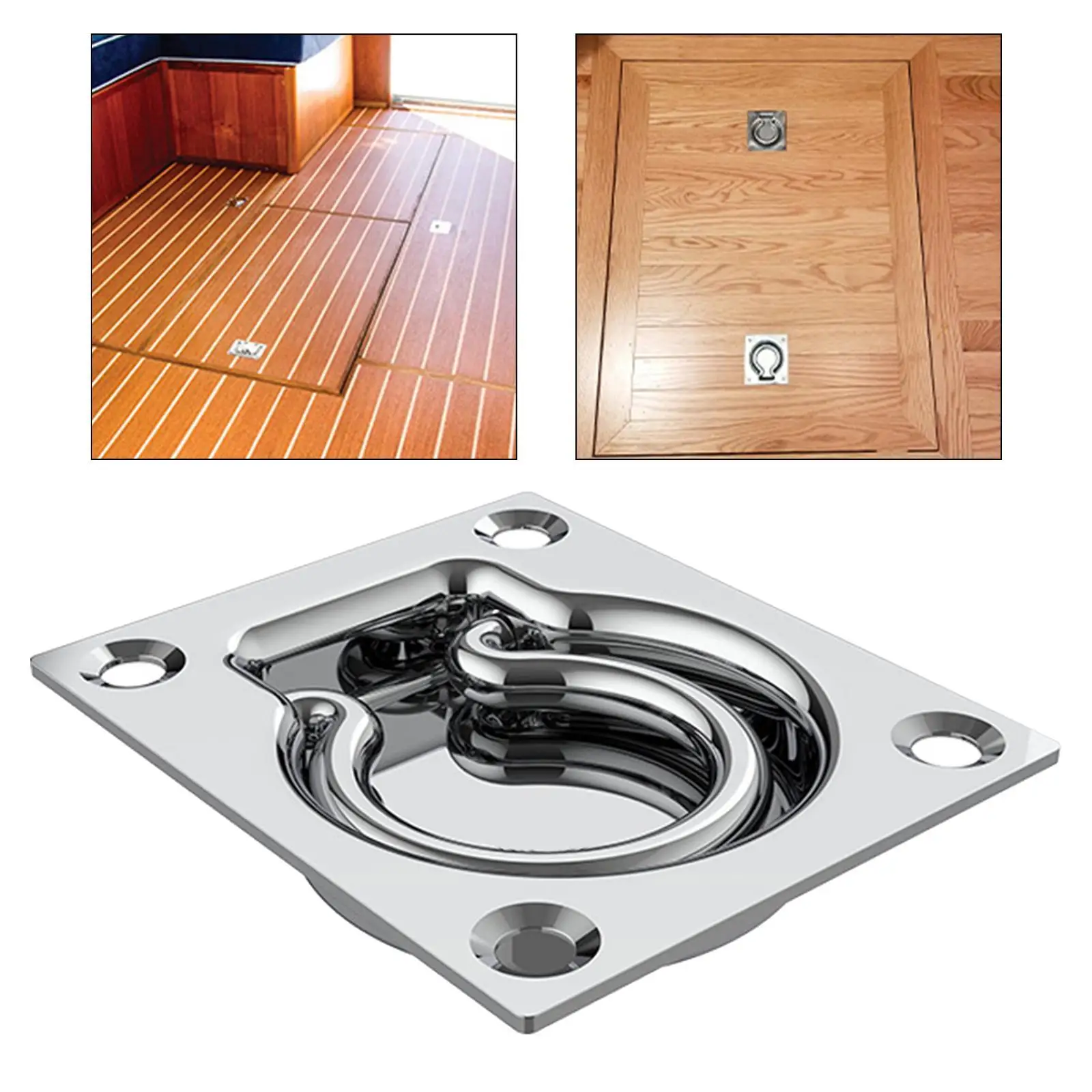 Heavy Duty Tie Down Ring Silver Recessed Plate Marine Deck Flooring Anchor for Yacht Trailer Vehicle