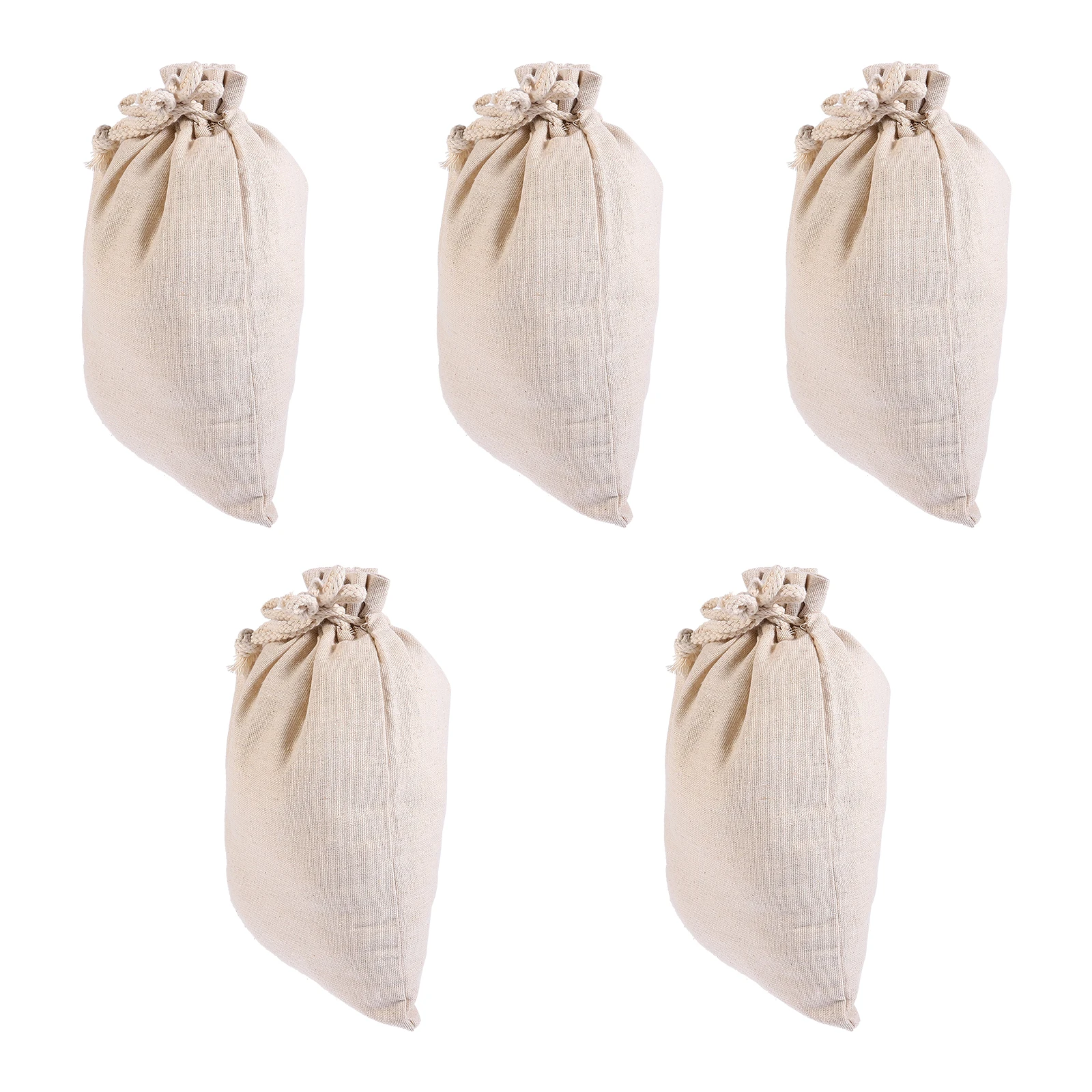 

5 Pcs Organic Storage Bags Travel Reusable Flax Multi-function Linen Drawstring