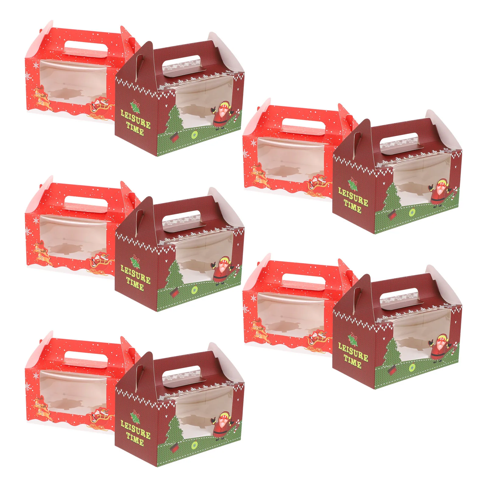 

10Pcs Cake Packaging Box Christmas Cupcake Boxes Festive Dessert Holders Eco Friendly Gift Containers for Xmas Party Supplies