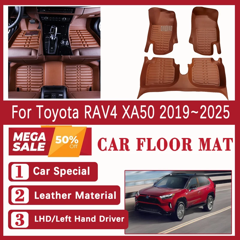 

Автомобильные коврики для Toyota RAV4 XA50 2019 2021 2022 2023 2024, кожаный ковер, накладка на ногу, коврик для водителя с левой стороны, автомобильные аксессуары