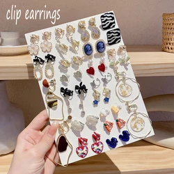 Multiple Style Korean Creative Personality Geometric Clip on Earrings for Women Without Piercing Girl's Cute Ear Clips Wholesale