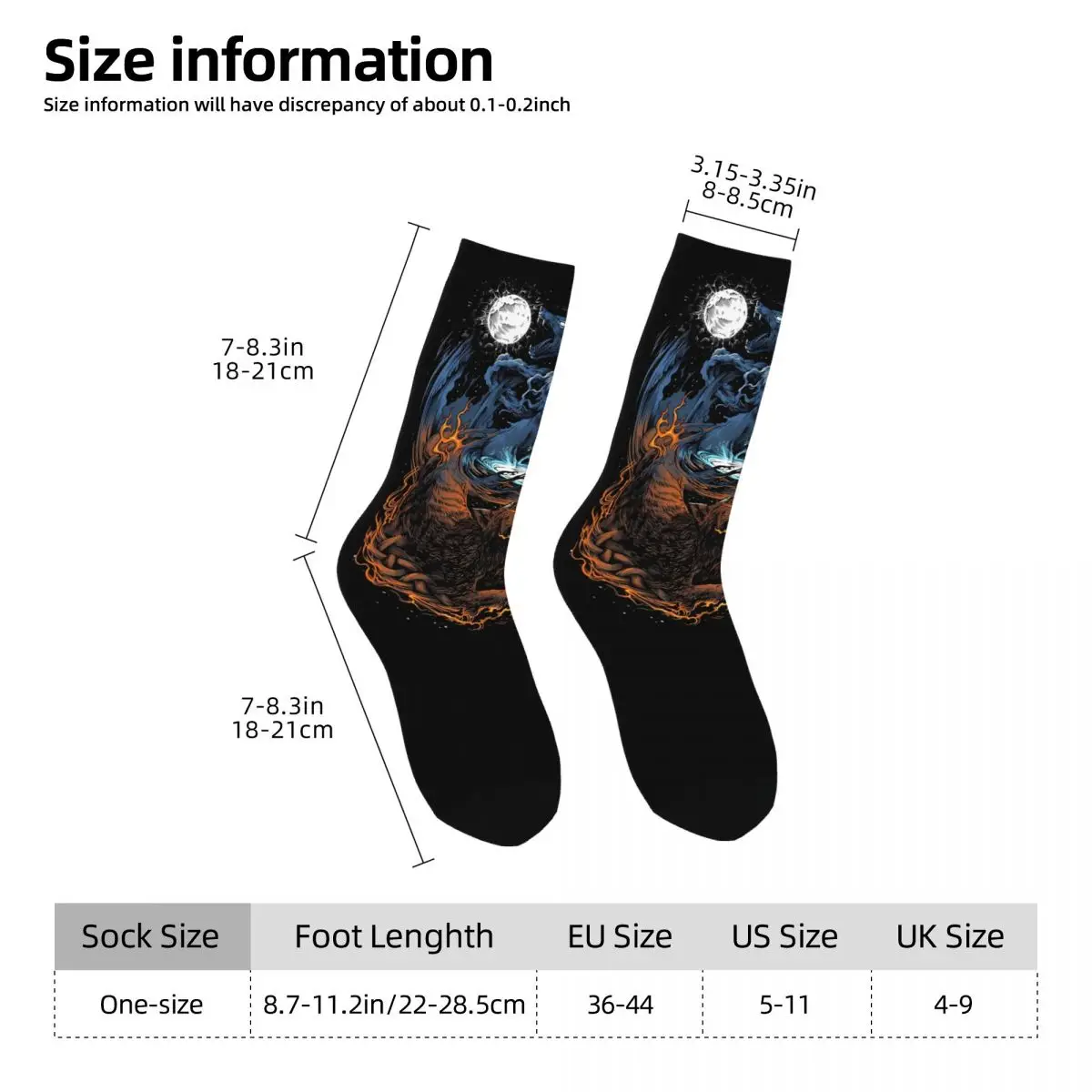 Norse Wolf Mythology Hati Skoll Ragnarok Wolves Viking Sock Printed Man Polyester