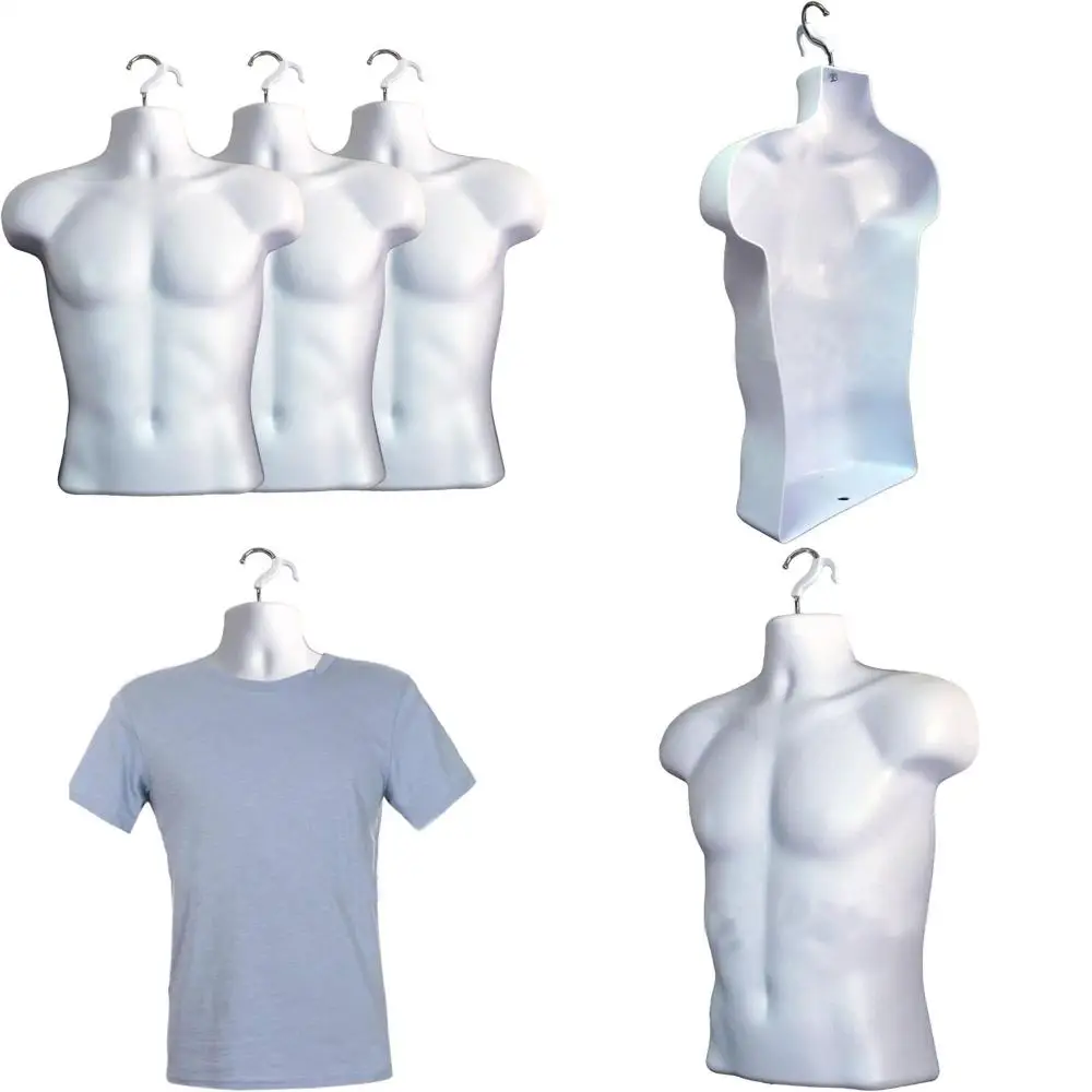

Набор мужских манекенов, складные, с полой спинкой, с крючками для подвешивания, для демонстрации футболок, белые, размер S-M