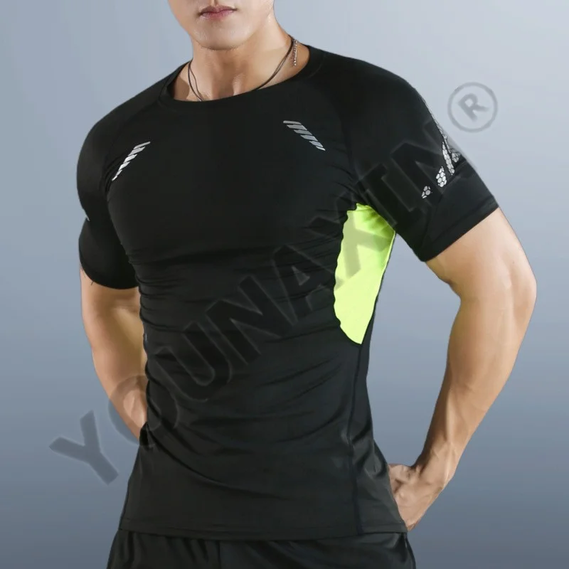 Men Compression Tight Tank Base Layer Running Short Sleeve Cycling T Shirt Vest Training Jogging Fitness Sport Clothing Bike Top