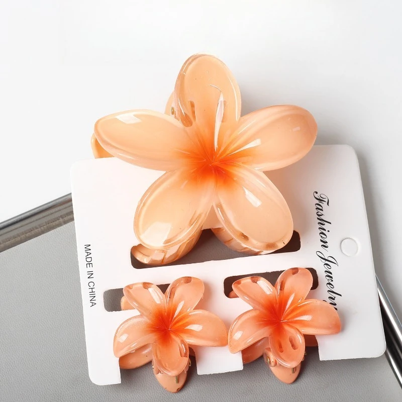 مجموعة مشابك شعر على شكل زهرة البيض مكونة من 3 قطع عبر الحدود على شكل زهرة بوهينيا خلفية للرأس ومشبك سمك القرش الساحر وإكسسوارات الشعر