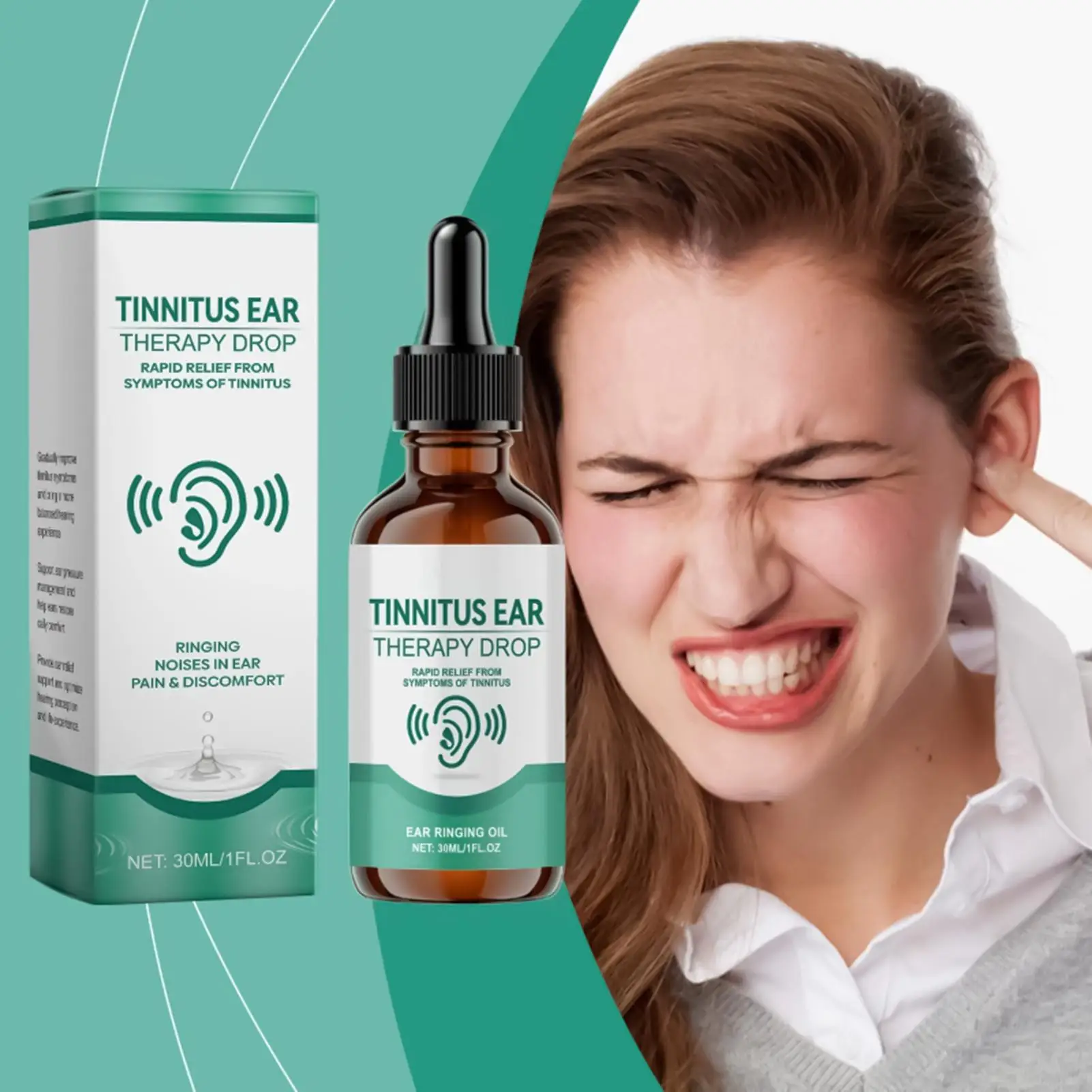 30ML Ear Care Liquid Drops Improve Tinnitus Reduce Hearing Loss Relief Deafness Earache Gentle Ear Ringing Treatments Oils