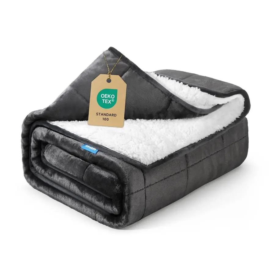 

Blanket 15 lbs 60x80 inches, Sherpa Fleece Throw Blanket for Adult, Fuzzy Fluffy Soft Cozy Heavy Blanket for Couch Sofa, Plush T