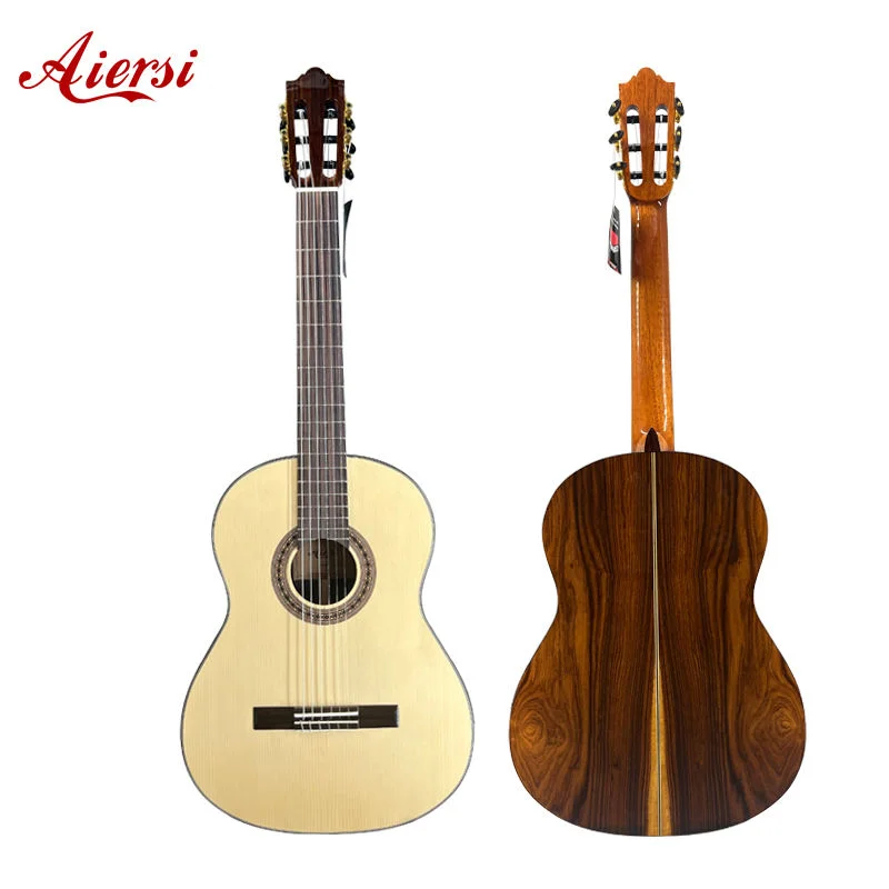 Handgemaakte 39-inch klassieke gitaar met massief Zwitsers sparren/cedar bovenblad gelamineerde Santos Back India palissander toets en brug