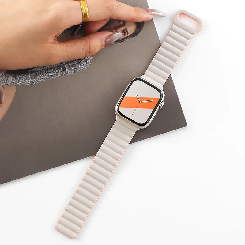 Sports Silicone Magnetic Strap for Apple Watch Ultra 3 2 1 49mm 11 10 46mm 42mm IWatch 9 8 7 6 5 4 SE3 45mm 44mm 41mm 40mm Band