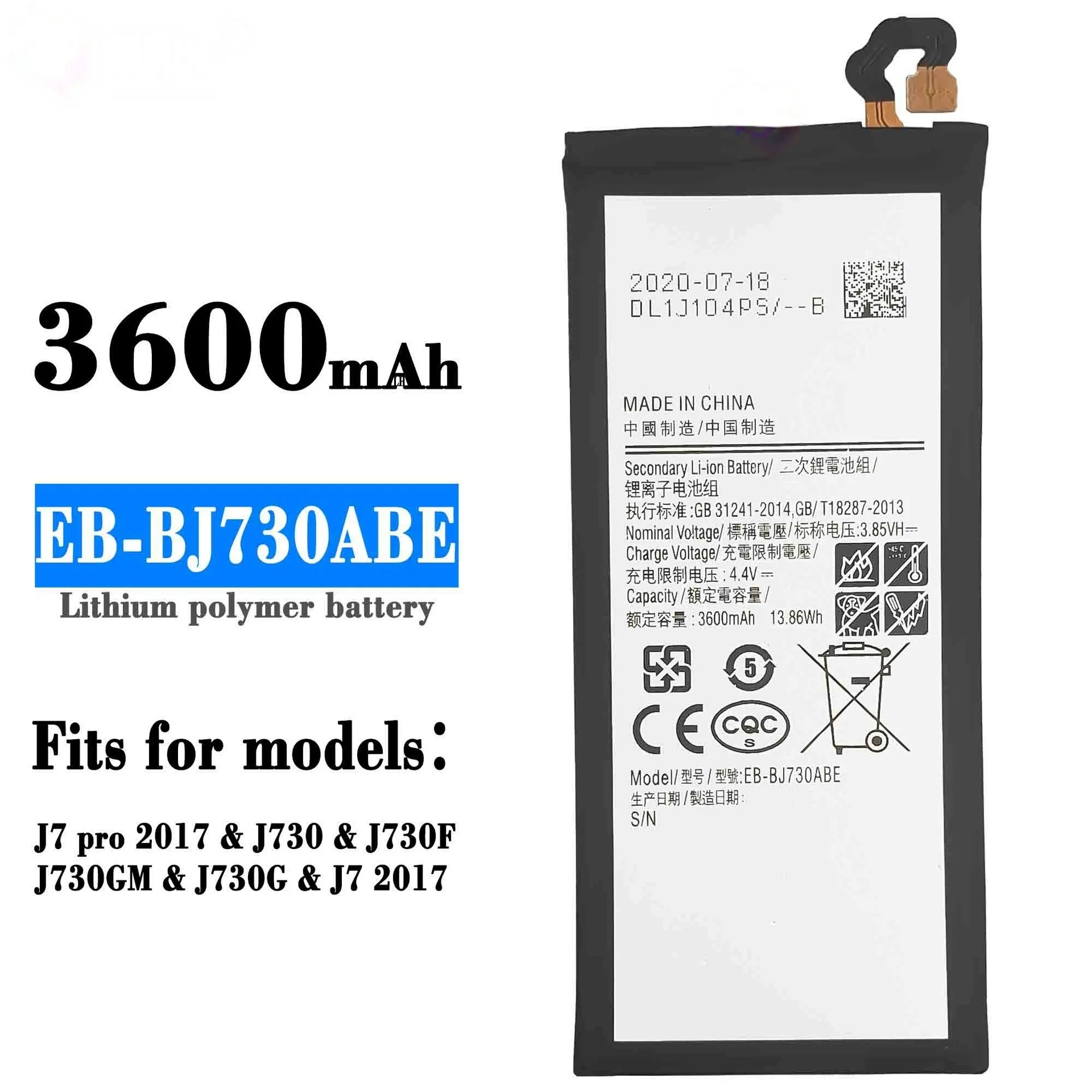 EB-BJ730ABE 3600mAh Battery For Samsung Galaxy J7 pro 2017/J730F/J730GM high quality mobile phone battery compatible