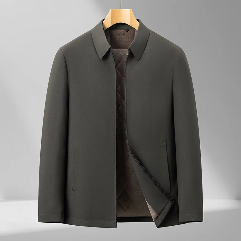 

Classic Men Casual Executive Jacket Filled with Polyester & Wool Blend Quilted Coat High-Density Fabric Warm Lightweight Attire