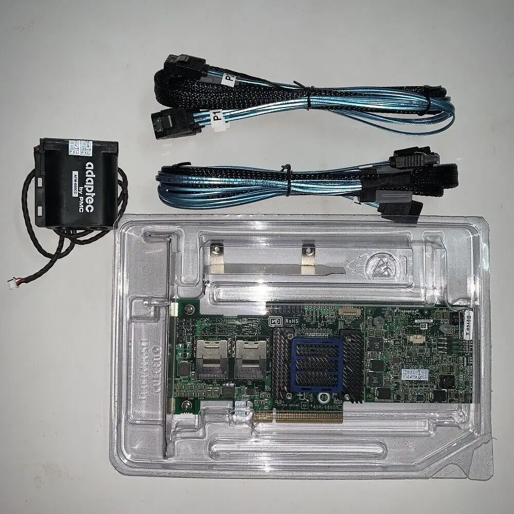 Contrôleur Raid Adaptec ASR-6805T 8 Ports PCIE2 x8 512 Mo + AFM-600CC 2 pièces 8087
