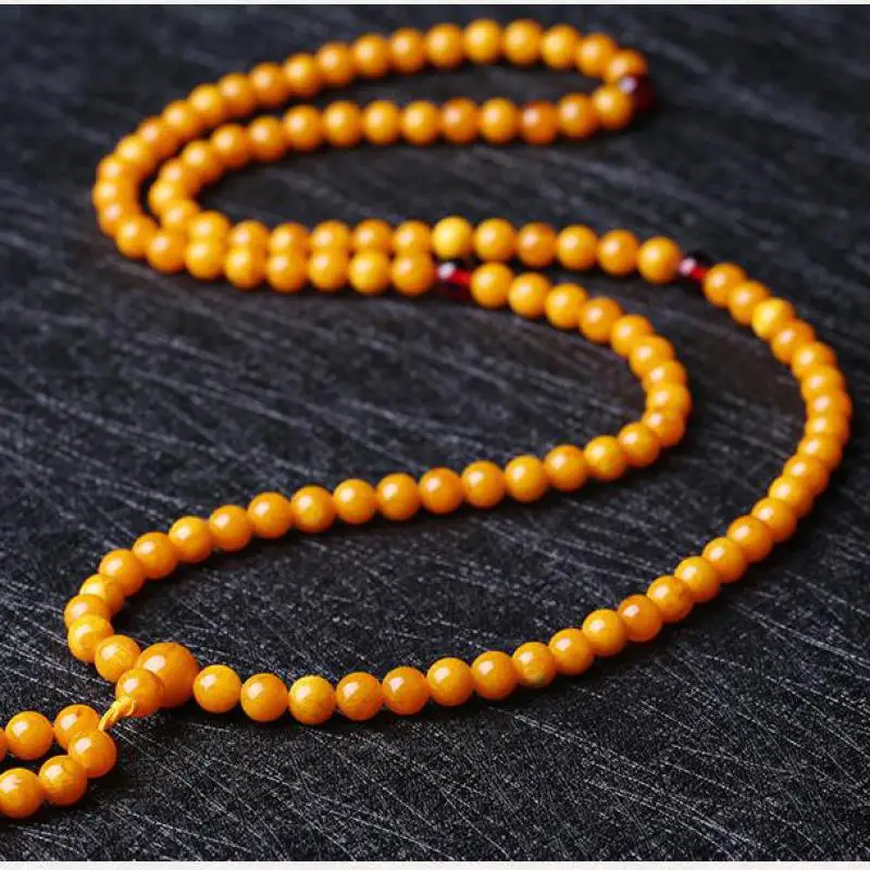 Pulsera de ámbar Natural, collar Mala de 108 cuentas, piedras preciosas curativas para hombres y mujeres, joyería fina, pulseras de ámbar de mantequilla Báltica genuina 108