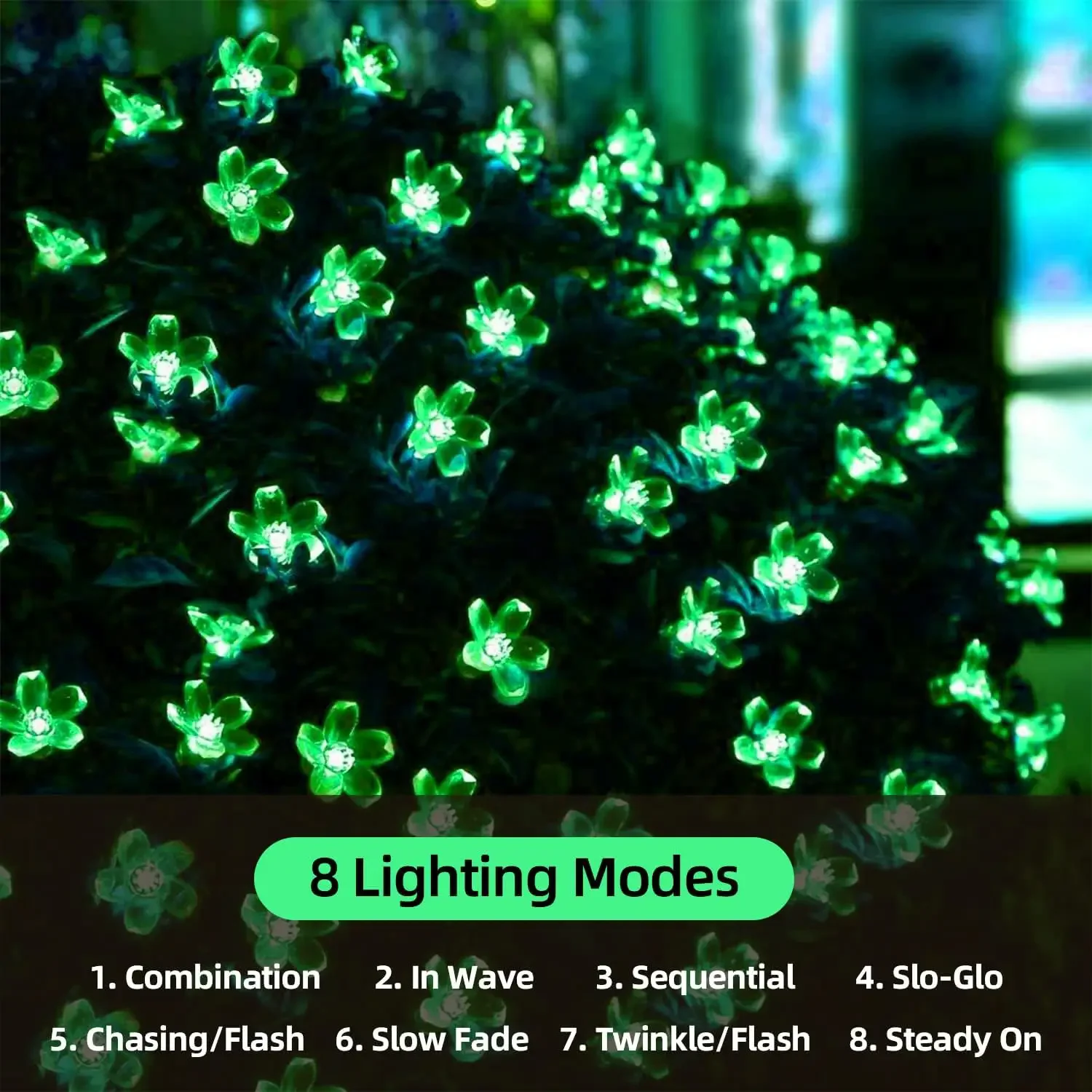 Imagem -02 - Luzes Solares Led para Decoração Exterior Floral Blossom String Fada da Flor Guirlandas para Festa de Natal Impermeável