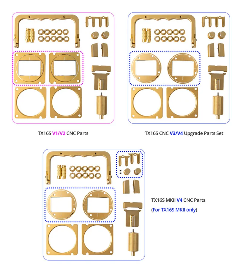 Radiomaster TX16S MKII CNC V4 Upgrade Aluminum Parts Set for TX16S MKII RC Radio Transmitterf V3 V4 Hall Gimbal Radio