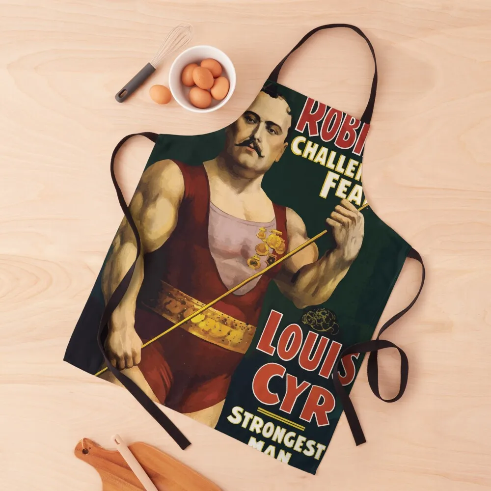 

Poster 1890s Louis Cyr strongest man on earth 1898 Apron Teacher christmas decoration for women with pocket Funny Apron