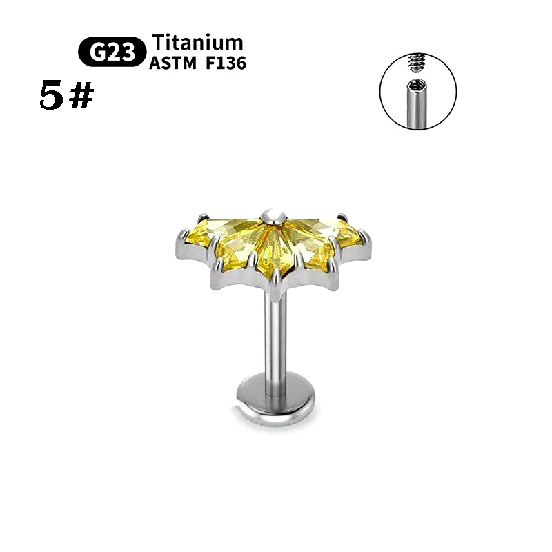 سبائك التيتانيوم ورقة القرط ثقب المجوهرات #6