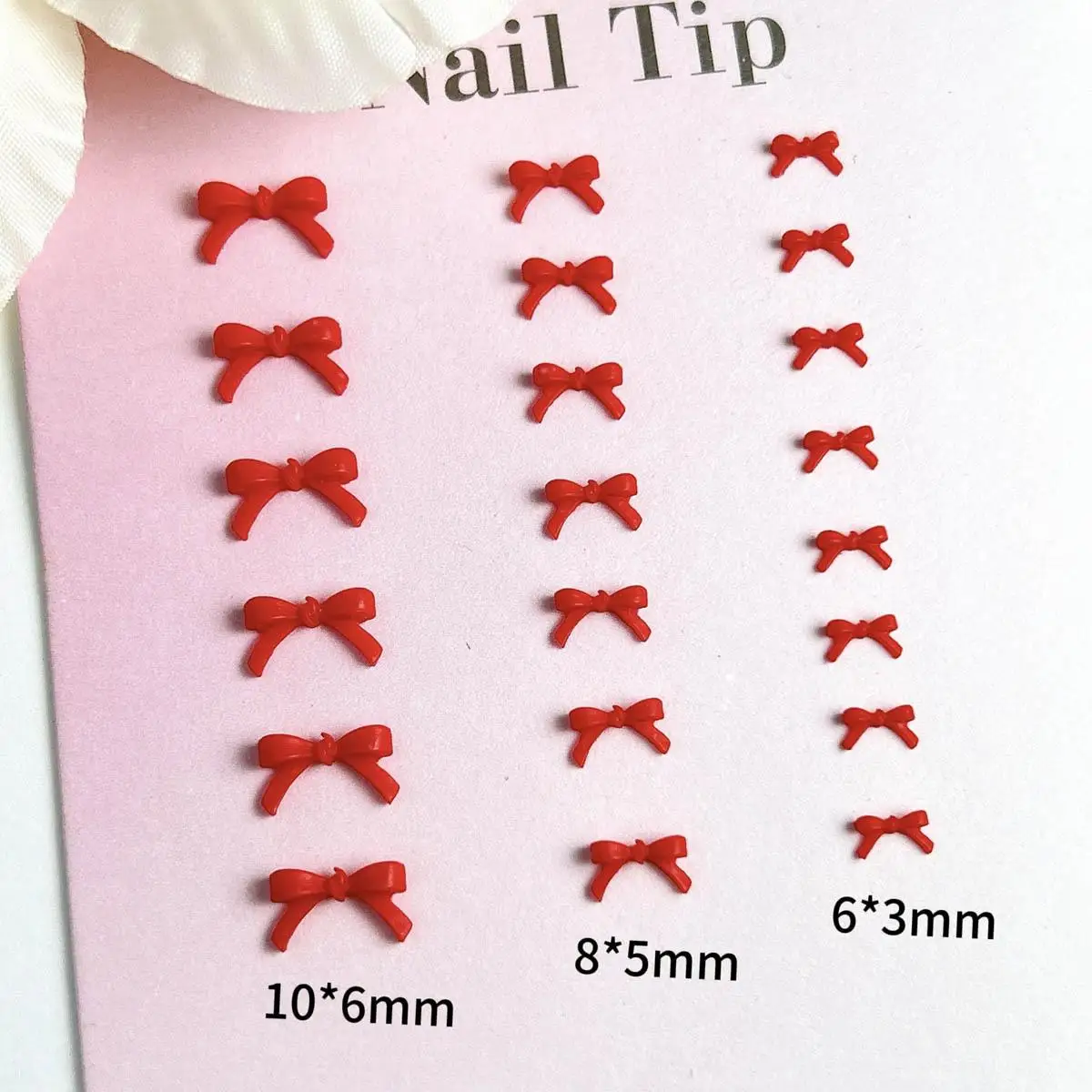 

100PCS 3D Resin Sweet 3-Size Red Minimalist Bow Nail Charms Solid Color Bow Nail Art Decoration Accessories for DIY Crafts