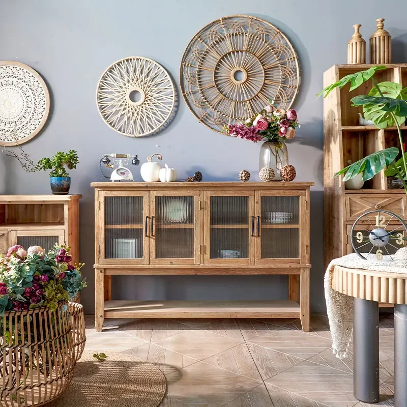 Solid wood handmade sideboard locker with shelf