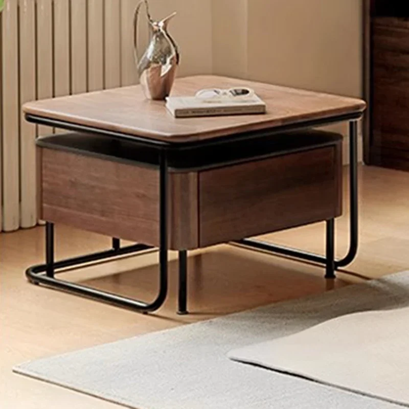 Wooden Metal Coffee Table Save Space Balcony Minimalist Living Room Aesthetic Cheap Side Table Luxury Meubles Unique Furniture