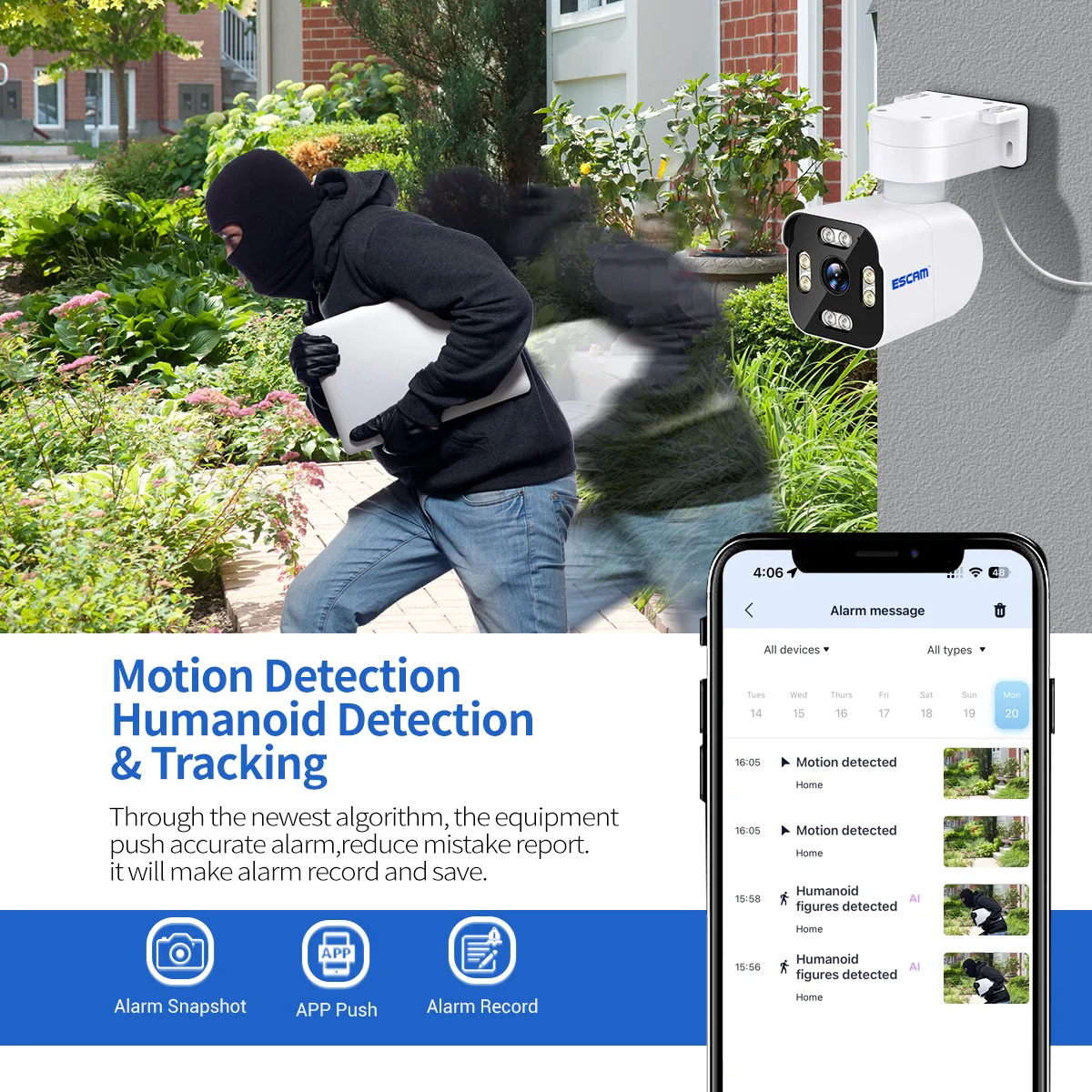 2MP 1080P Icam365  APP  Wireless  Wifi IP Bullet  Camera Full Color AI Humanoid Detection Home Security CCTV Baby Monitor