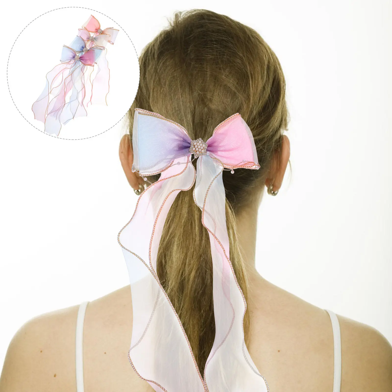 

4Pcs Bow Hair Clip Ribbon Bowknot Barrette Hair Accessories for Girls Easy Wear Comfortable No Pull Stylish Daily Travel Gift