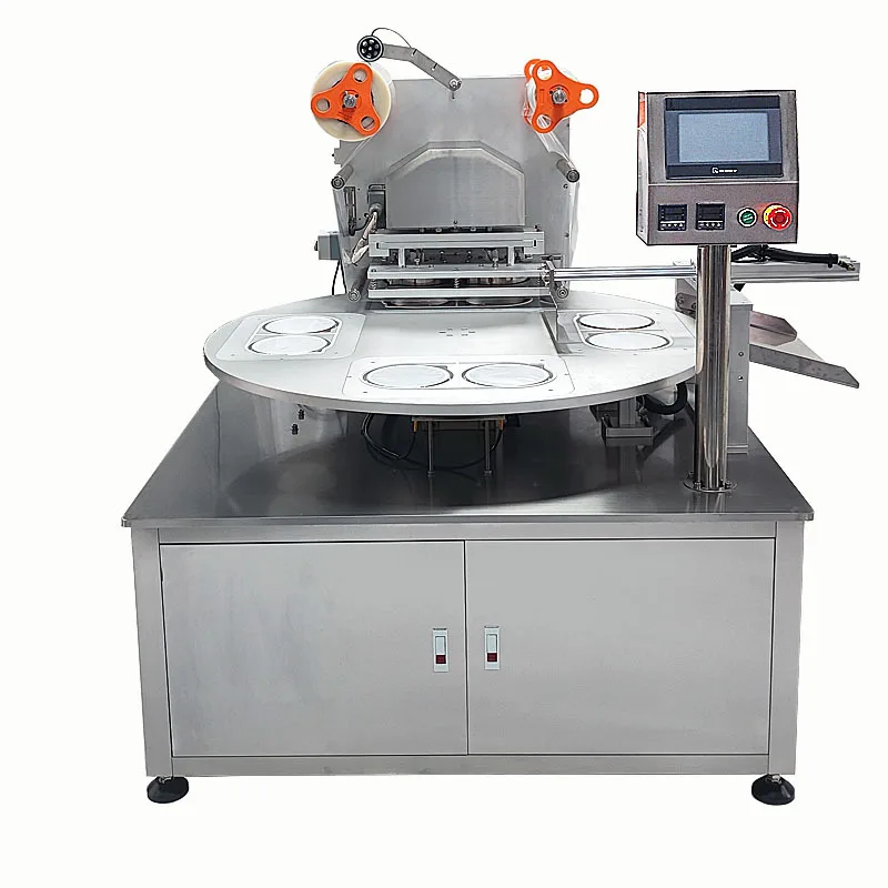 

Customized automatic turntable bowl sealing machine, aluminum foil box jelly milk tea sealing machine