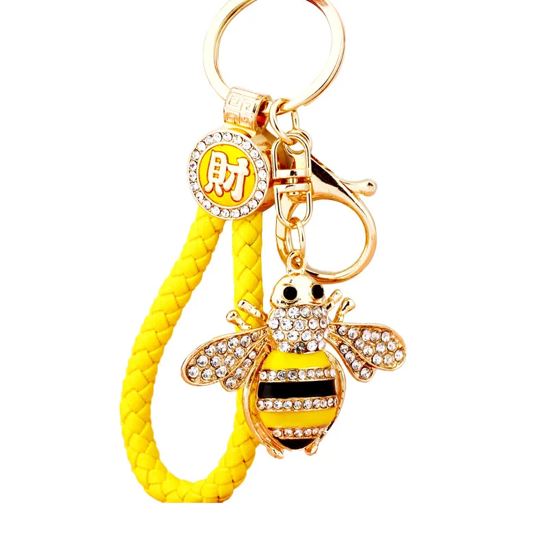 Luxury quality jewelry Bee Insect Car Keychain Metal Cute Women's Bag accessories Key Ring Creative Key ring on backpack