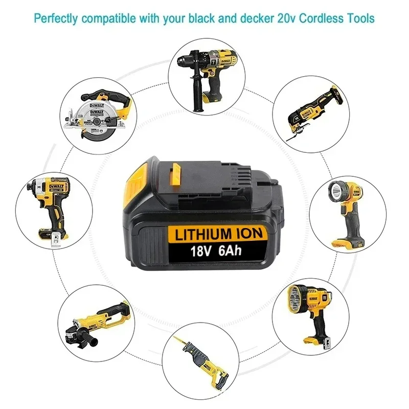 Batteria di ricambio al litio originale DCB200 18V 18000mAh per Dewalt 18V DCB184 DCB200 DCB182 DCB180 DCB181 DCB182 DCB201 DCB206