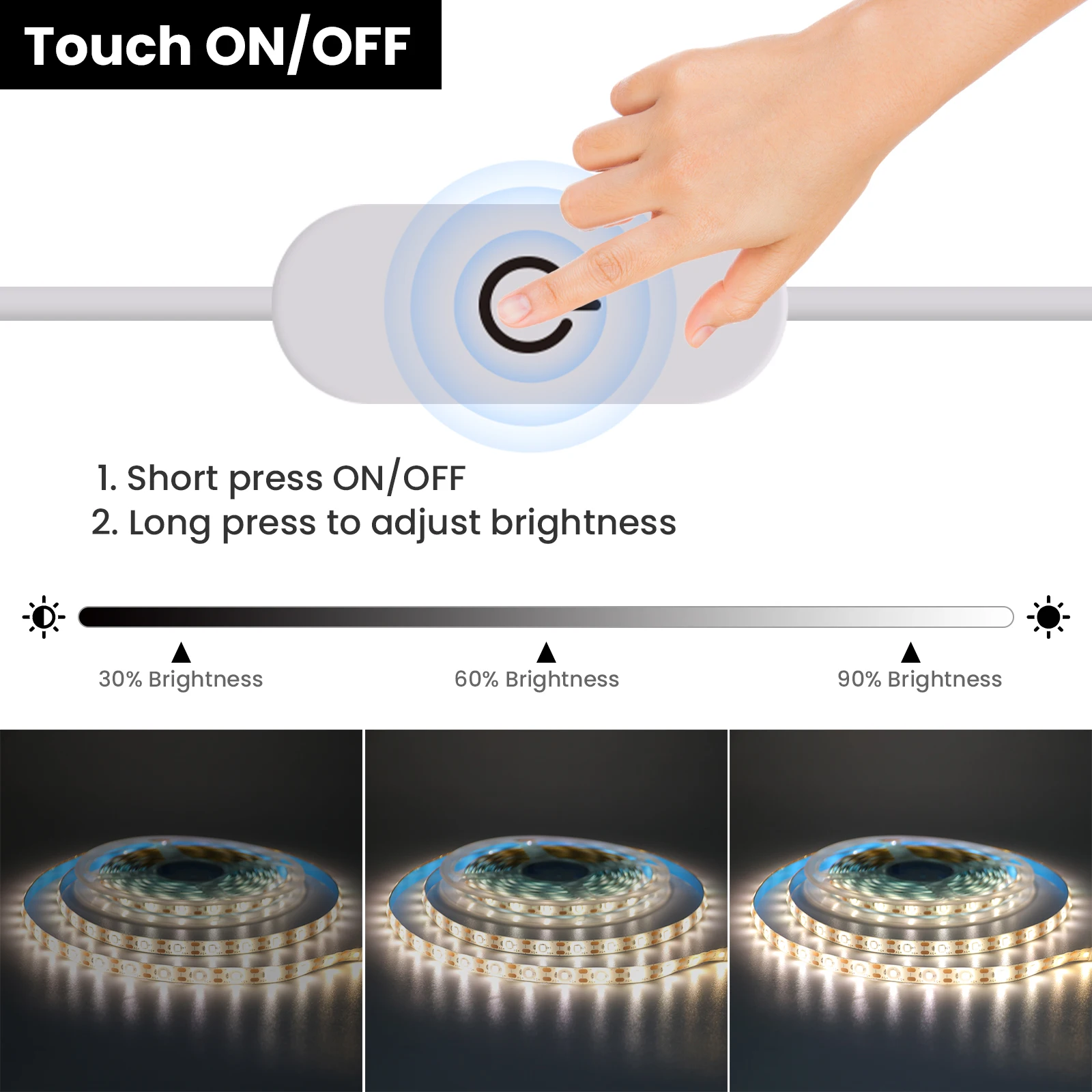 5V USB LED Strip SMD2835 Dimmable Touch Switch Kitchen TV Backlight IP65 Waterproof Flexible LED Tape Ribbon Under Cabinet Light