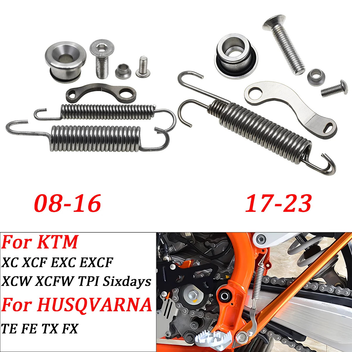 

Kickstand Side Stand Springs Kit For KTM XCW XC XCF XCFW EXCF EXC XCR-W 150-530 Husqvarna FE FX TE TX GasGas EC ECF 2008-2023