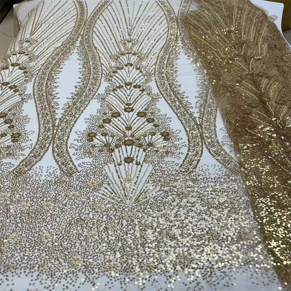 

Beaded Tube Lace Embroidery African Lace Fabric 2024 High Quality Nigerian Wedding French Tulle Lace Material Sequins dx-0225