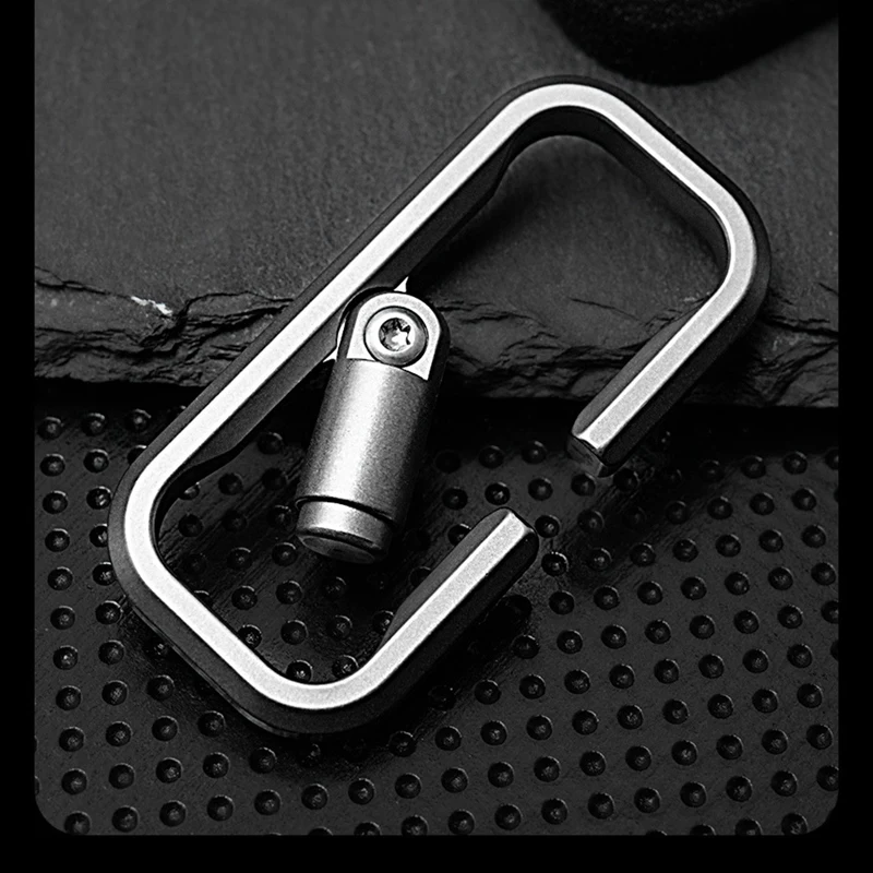 Titanium Alloy Press Lock Position Keychain Quick Release Car Keychain Cowhide Pendant EDC Gadget Gift For Men