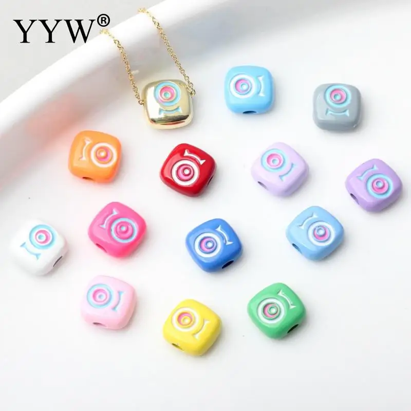 

20PCs/Lot 14 Colors Multi Option Smile Evil Eye Beads Metal Charm Spacer Beads Painted For Jewelry Making DIY Necklace Bracelet