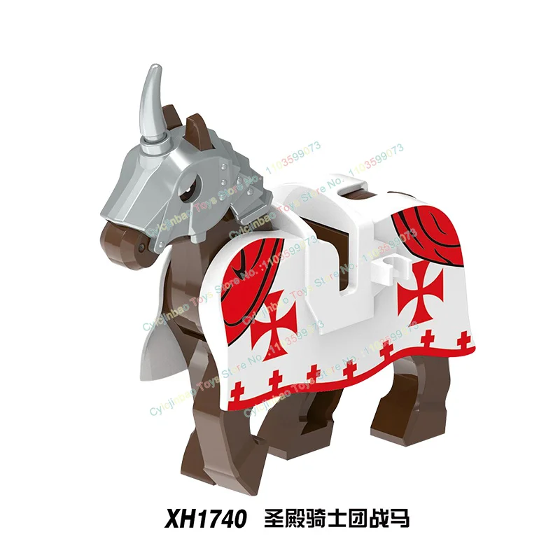 1Pcs Medieval Knight Teutonic Knights Horse Animal Building Blocks Bricks Action Figures DIY Toys For Children X0317